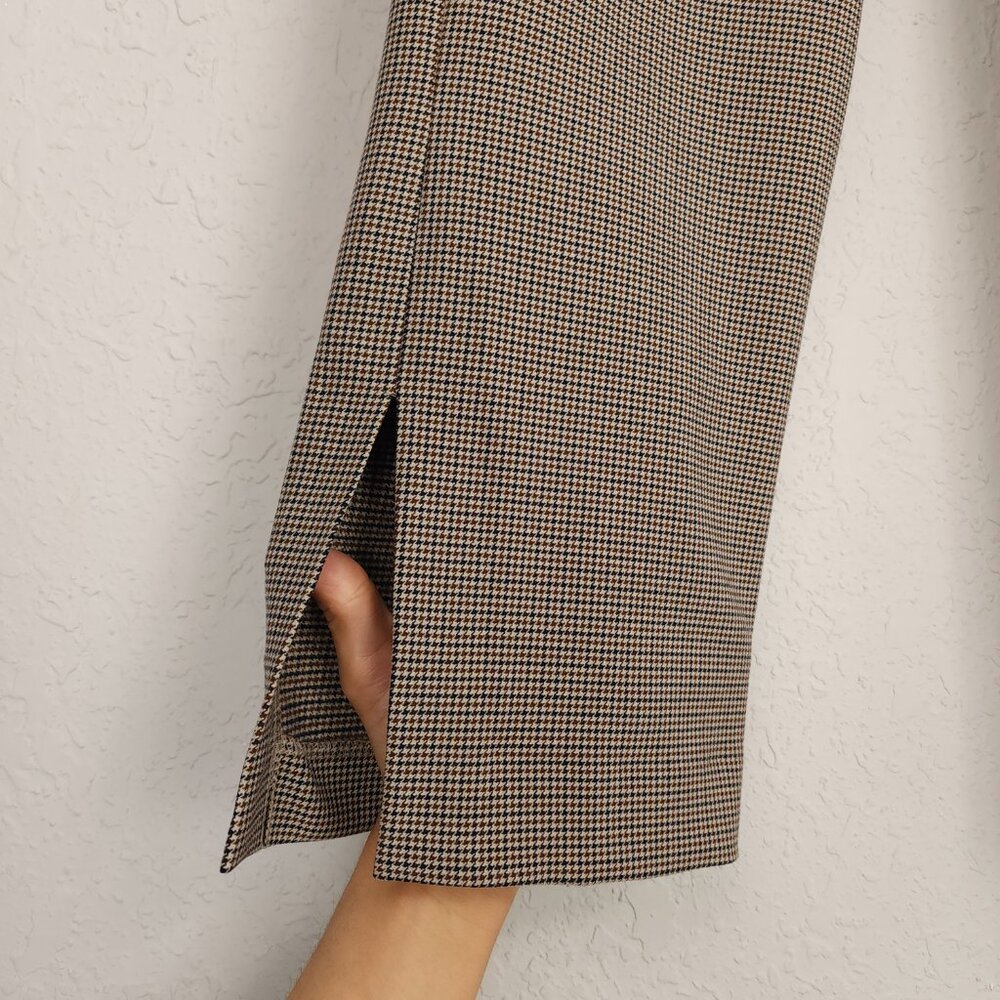 Aritzia Babaton 8 Brown Houndstooth Mid-Rise Slim Fit Ankle Slit Numero Pant - Picture 8 of 14